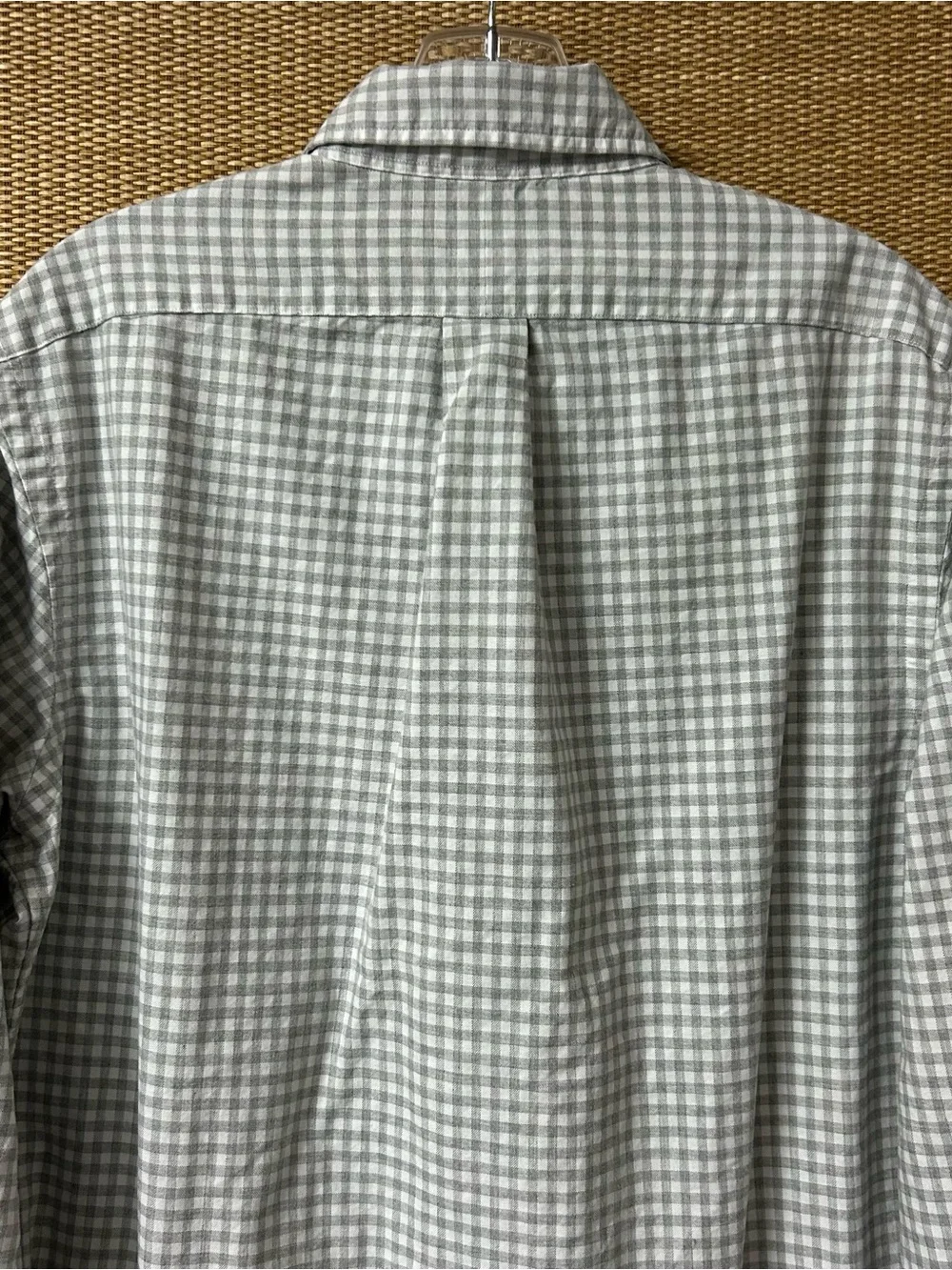 Polo Ralph Lauren Shirt Men’s M Gray White Check Long Sleeve Button Up Oxford